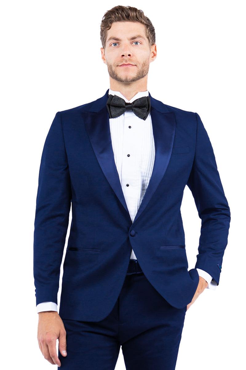 Men's Navy Zegarie Tuxedo Jacket | Modern Fit, One-Button, Peak Lapel - USA Men's Outlet – SuitUSA
