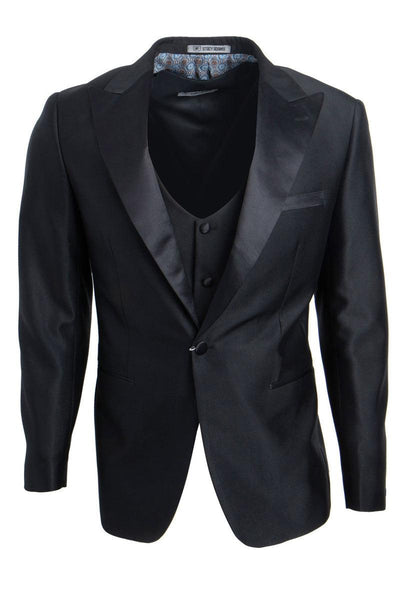 Men's One Button Peak Lapel Tuxedo in Black by Stacy Adams - Elegant Mensattire