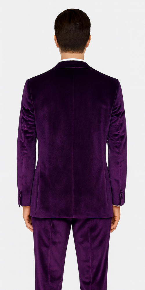 Purple Velvet Blazer and Pants Set – Tazzio 2-Piece Slim Fit Tuxedo Style Suit