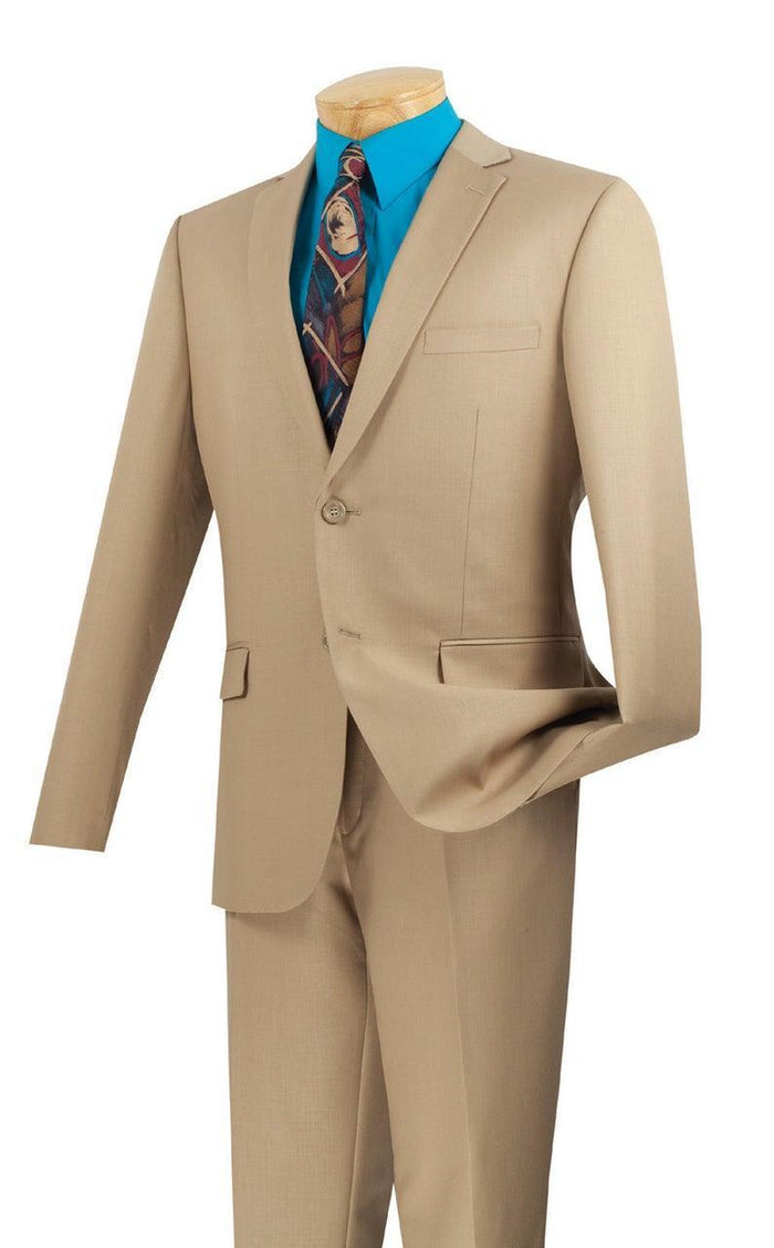 Men's Ultra Slim Fit suit 2 Piece-color Beige by Vinci