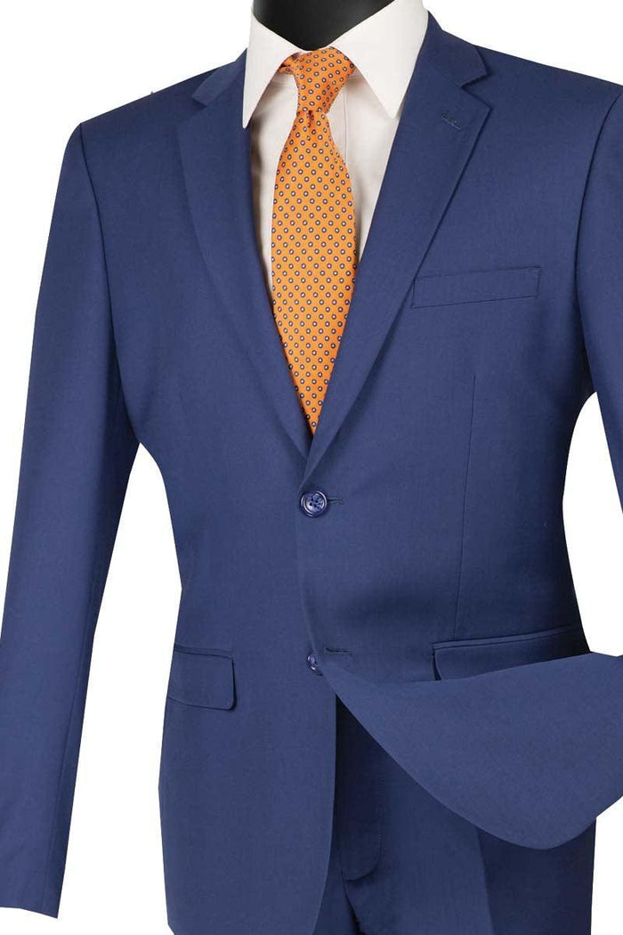 Men's Ultra Slim Fit suit 2 Piece-color indigo by Vinci