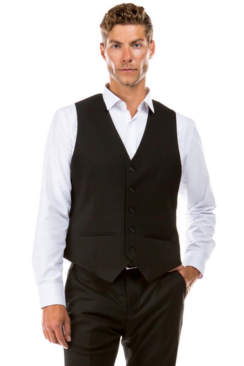 Men's Zegarie Designer Wool Suit Vest in Black - Classy Style and Unmatched Quality - USA Men's Outlet – SuitUSA