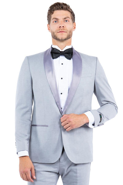 Men's Zegarie Light Grey Modern Fit One-Button Tuxedo Jacket. - Elegant Mensattire