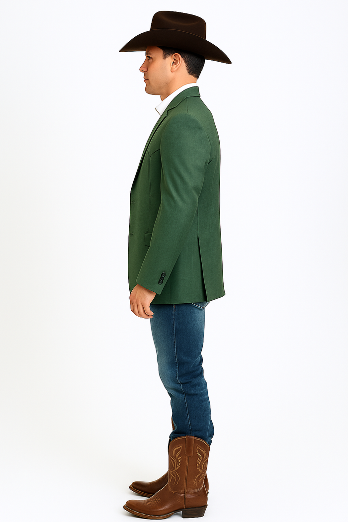 Saco Vaquero Western Blazer - Saco Para Hombre - Mens Double Button Western Green Blazer