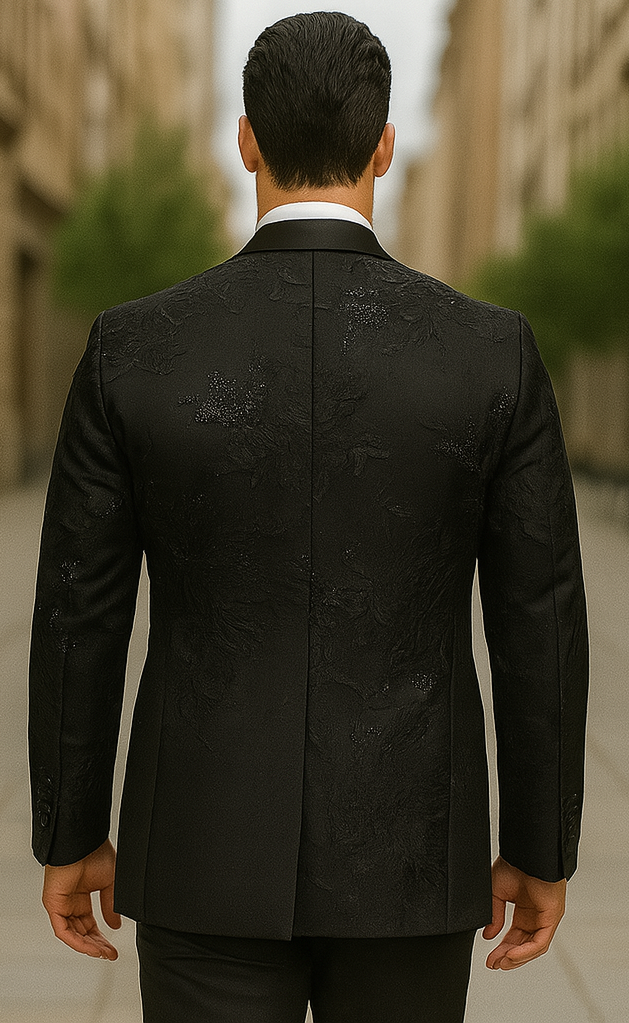 Mens Black Shiny Blazer by Alberto Nardoni