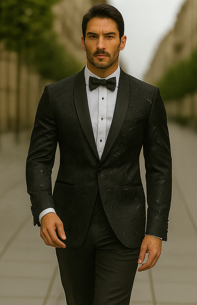 Mens Black Shiny Blazer by Alberto Nardoni