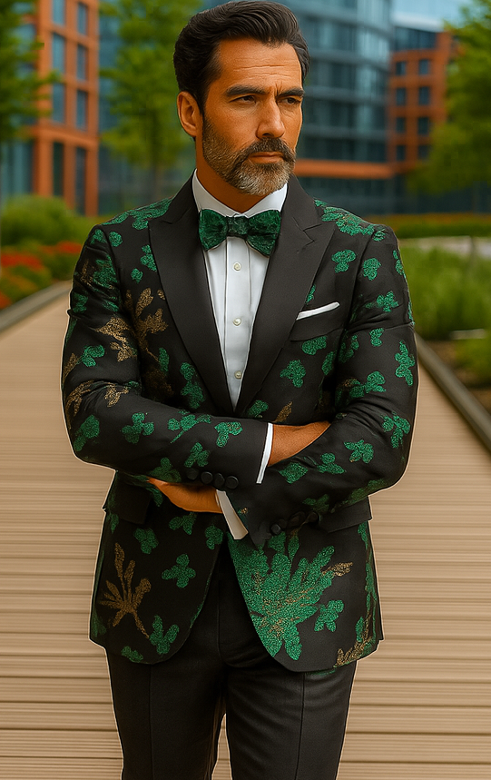 Mens 2 Button Hunter Green Tuxedo Blazer by Alberto Nardoni