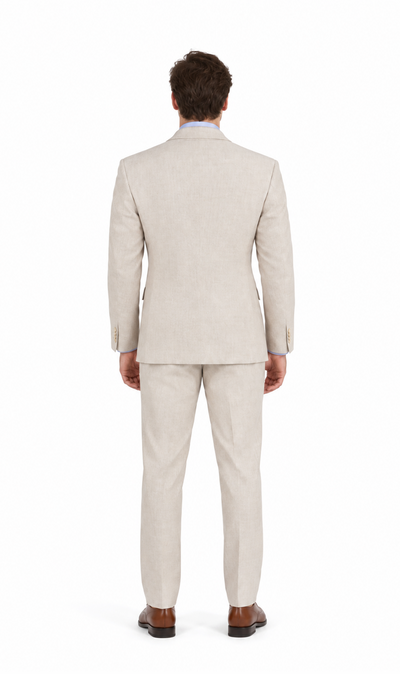 Men's 2PC Summer Seersucker Modern Fit Tan Pinstripe Suit