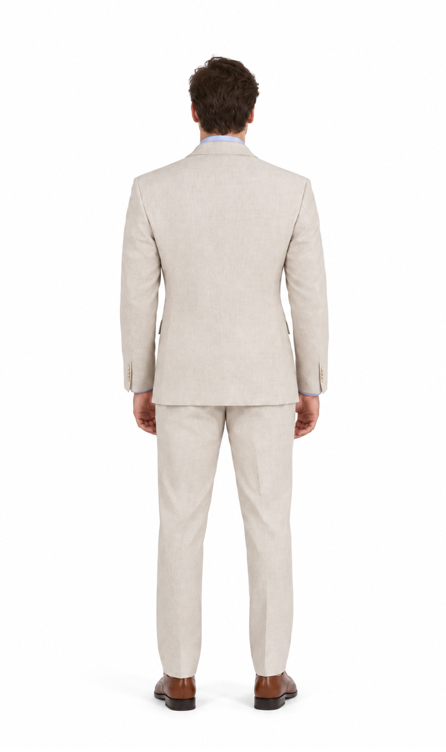 Men's 2PC Summer Seersucker Modern Fit Tan Pinstripe Suit
