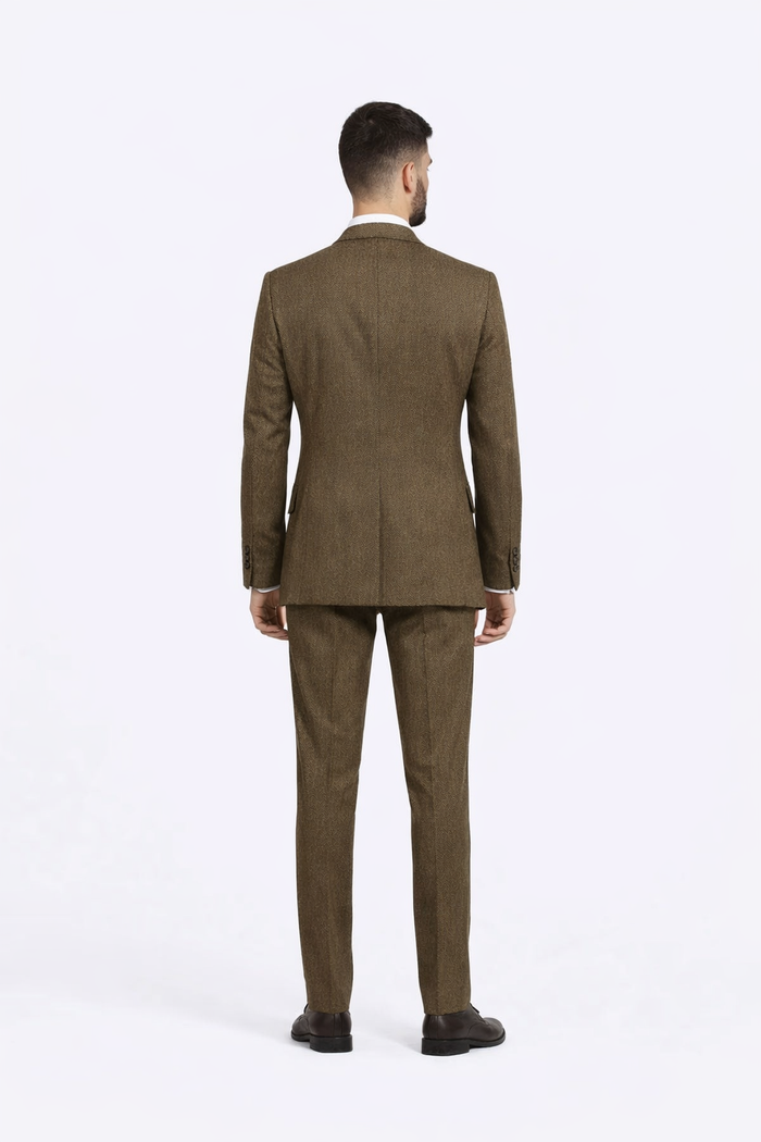 Al Capone Outfit for Men Brown Double Breasted Suit $179 + Hunter Green Vest $59 USA Men's Outlet