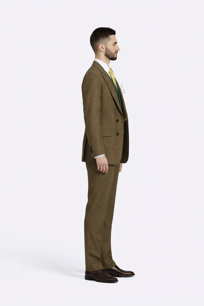 Al Capone Outfit for Men Brown Double Breasted Suit $179 + Hunter Green Vest $59 USA Men's Outlet