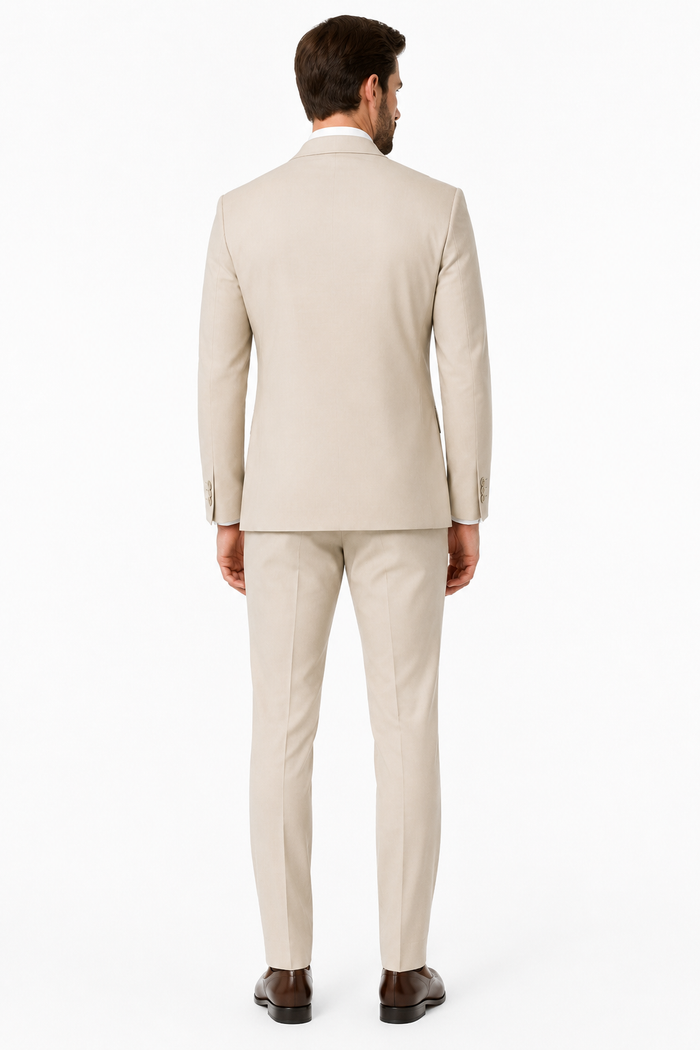 Vanderbilt Collection - Classic 2 Piece Suit 2 Buttons Regular Fit In Beige