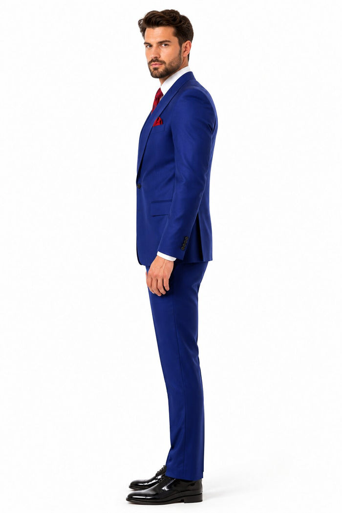 Big Lapel - Wide Lapel - Tom Ford Style Suit - Ticket Pocket - Royal Blue