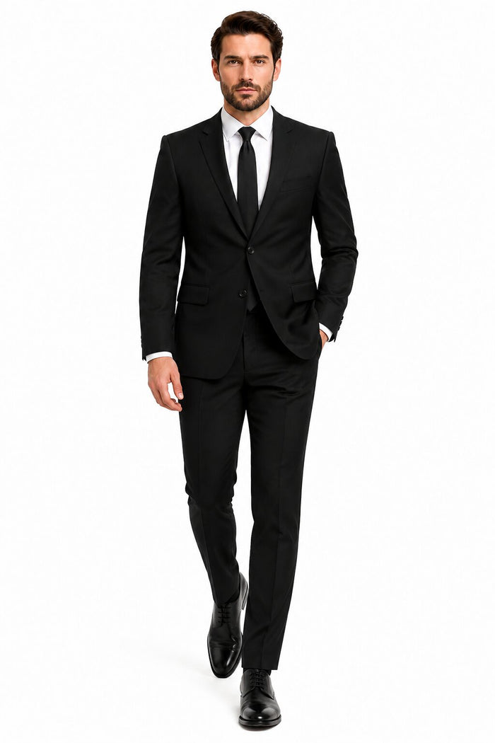 Renoir Classic Fit Wool Suit with Optional Vest - Men's Black