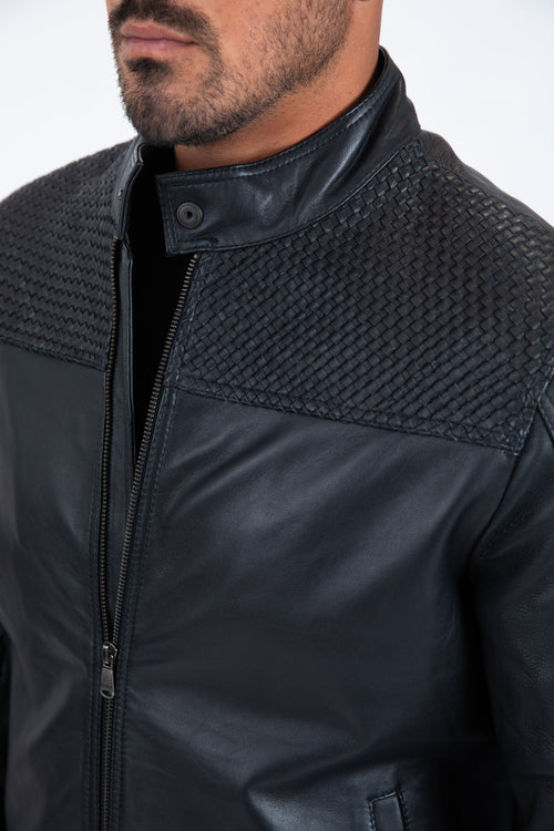 Mens Black Platini Western Leather Jackets - Vintage Cowboy Style