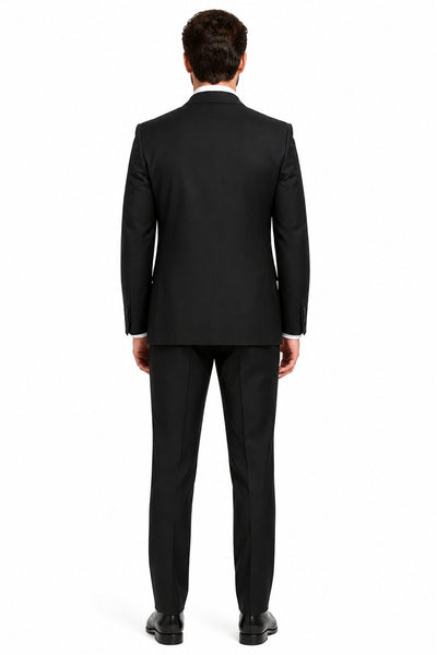 Renoir Classic Fit Wool Suit with Optional Vest - Men's Black