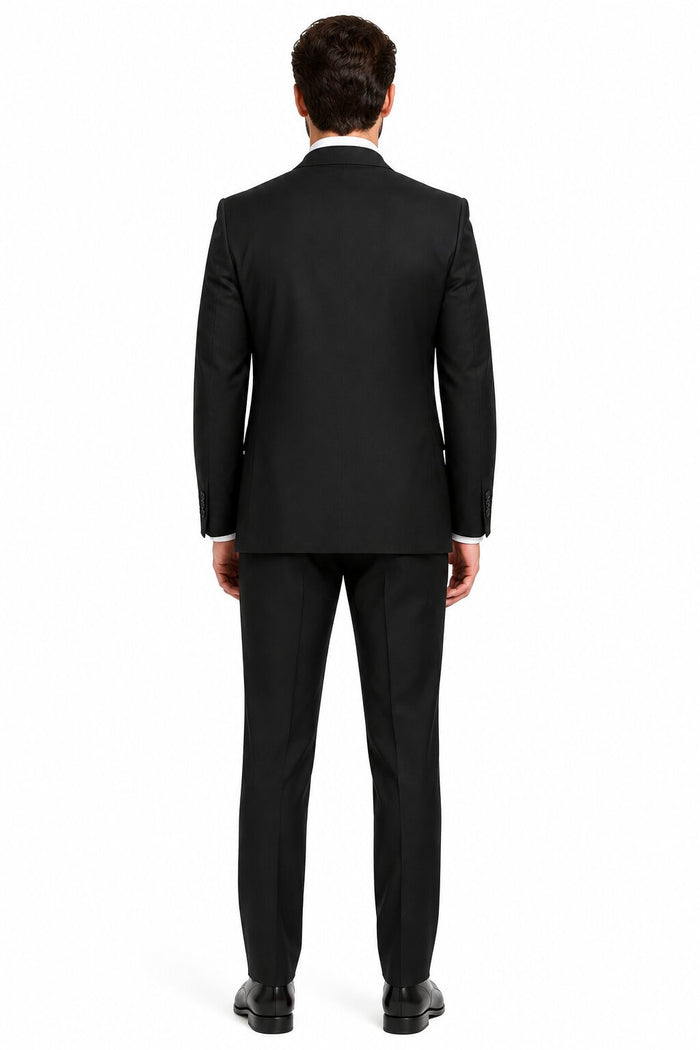 Renoir Classic Fit Wool Suit with Optional Vest - Men's Black