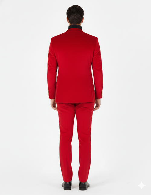 Mens Blazer - Six Button Color Velvet Blazer - Red Double Breasted Blazer by Men's Tuxedo USA