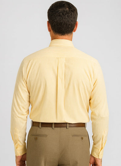 Men's Canary Straight Collar French Cuff Dress Shirt - Striped Dress Shirt - Mens Pinstripe Dress Shirt