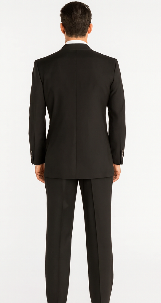 Mens Classic Fit 3 Button Vested Single Pleated Pant Suit in Black