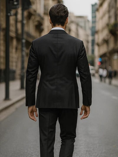 Men’s Premium Black Double Breasted Poplin Classic Suit by USA Men's Outlet