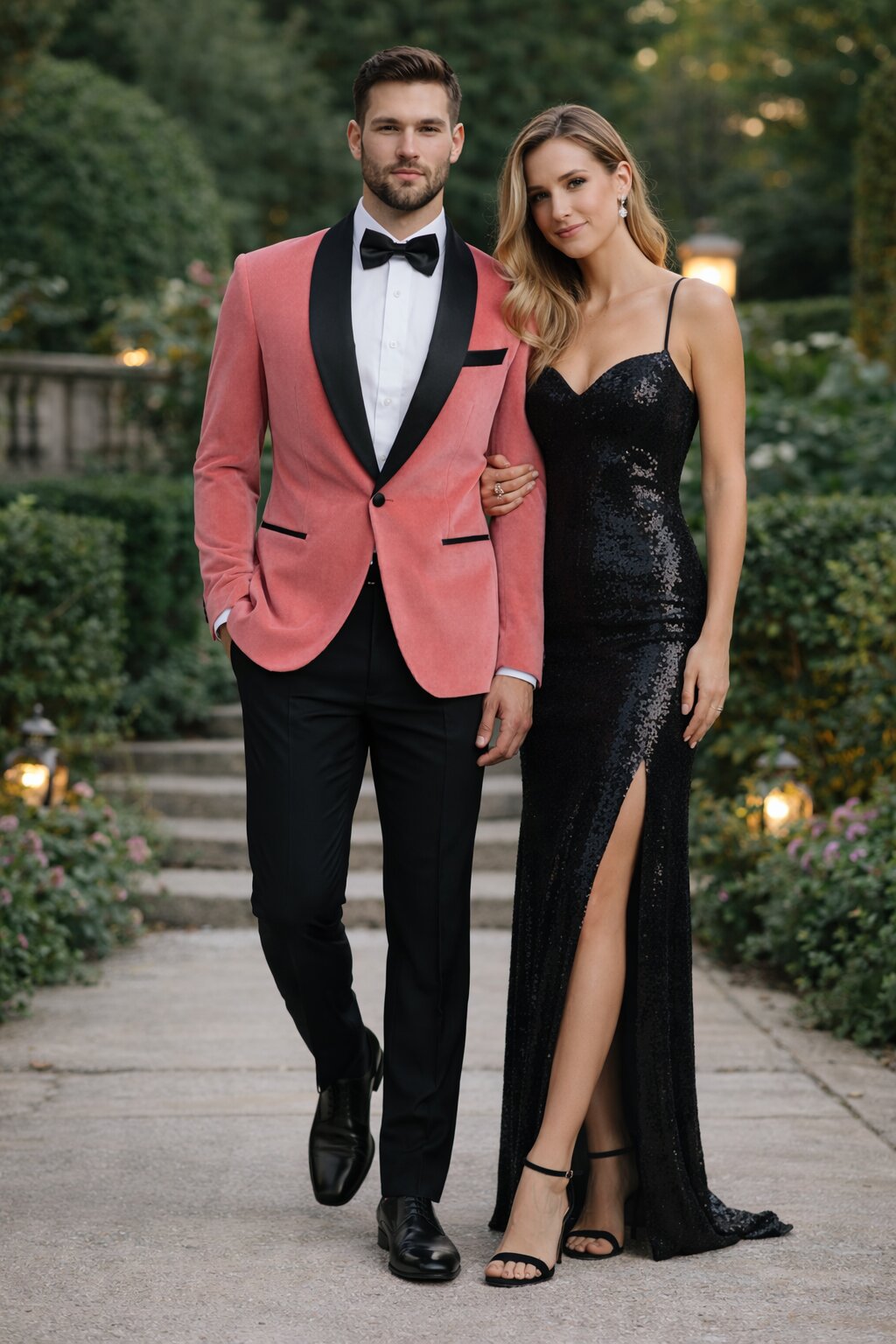 Men’s Coral Pink Tuxedo Jacket with Black Satin Shawl Lapel Velvet Fabric - Modern Slim Fit Formal Blazer from USA Men's Outlet