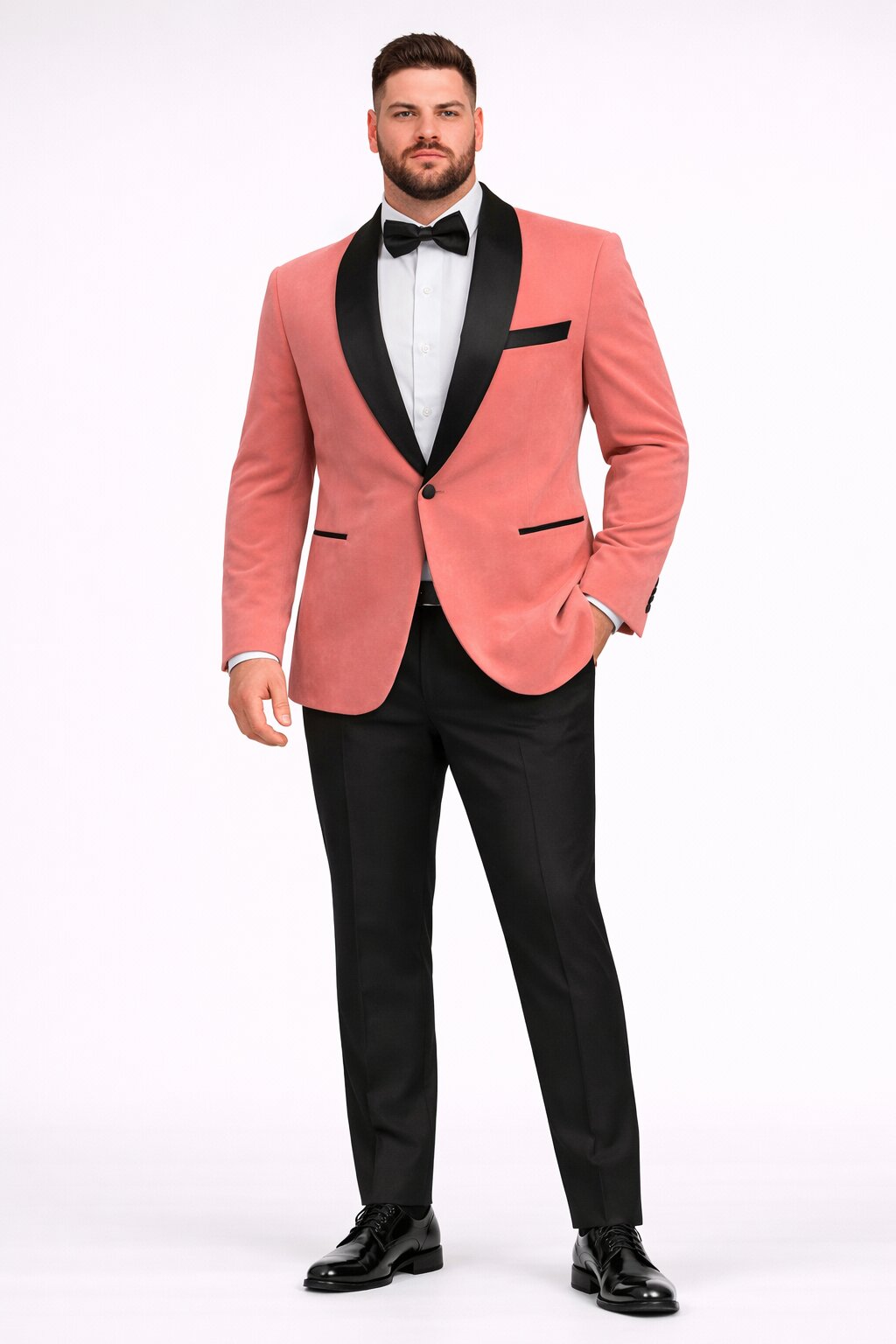 black pink formal dress men Mens Fuchsia Pink Satin Tuxedo Jacket with Black Peak Lapel â€“ Bold Slim  Fit Formal Suit main image 1