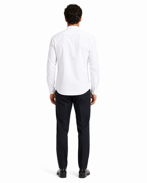 Daniel Ellissa Men's White French Front Dress Shirt w/ Classic Banded Collar