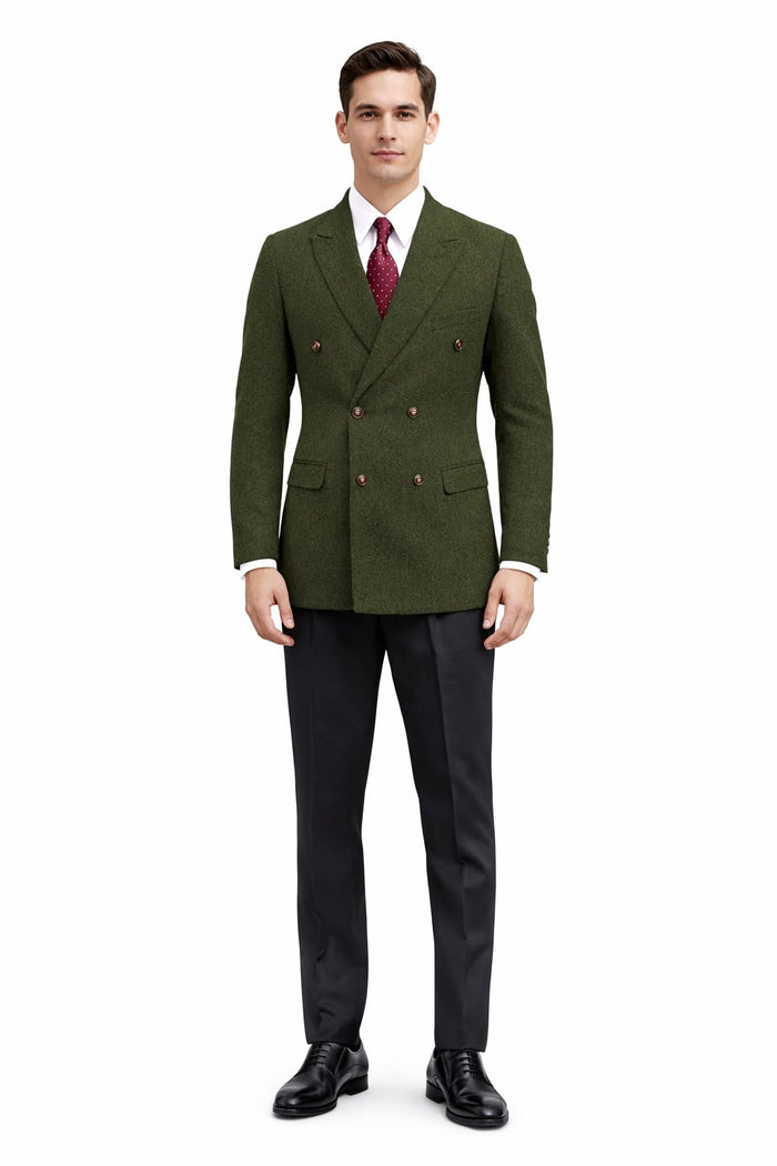 Mens Dark Green Winter Blazer - Hunter Sport Coat jacket Modern Fit 2 Buttons Style Notch by USA Men's Outlet