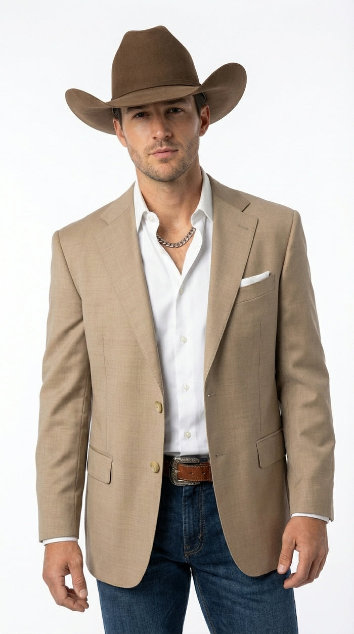Men's Dark Tan Cowboy Western Blazer – Classic Style Sport Coat Casual Formal Jacket Business Wedding Modern Fit 36 Short