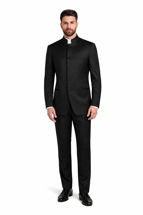 Men’s Mandarin Banded Tuxedo in Classic Black
