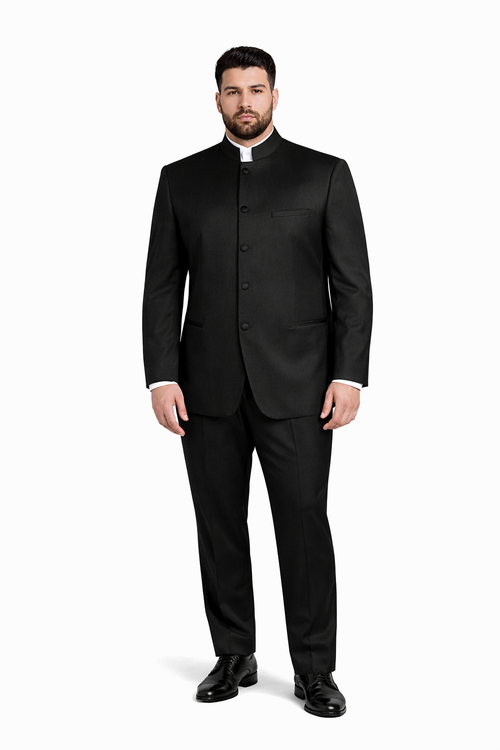 Men’s Mandarin Banded Tuxedo in Classic Black