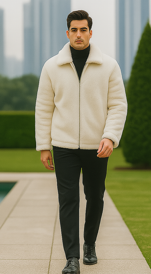 Mens Fur Short Coat White USA Men's Outlet