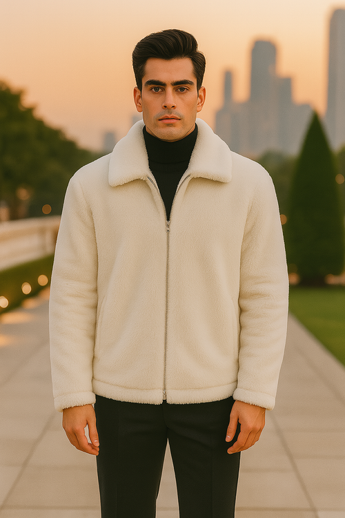 Mens Fur Short Coat White USA Men's Outlet