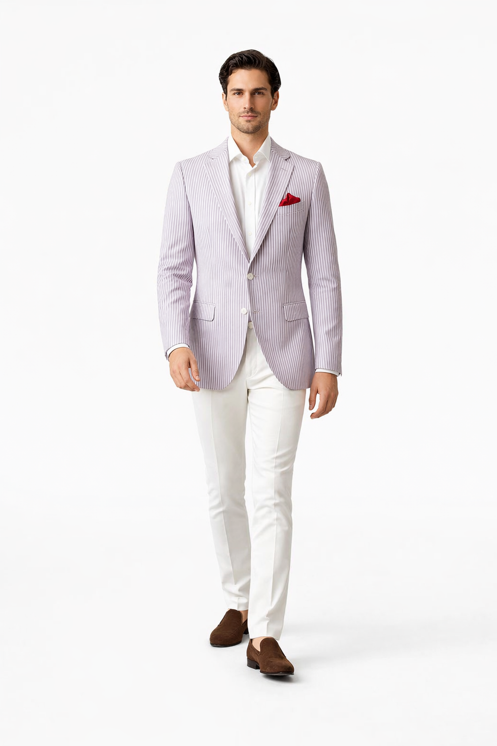 Mens Italian Lavender Seersucker Blazer - Lightweight Summer Striped Suit Jacket by USA Men's Outlet