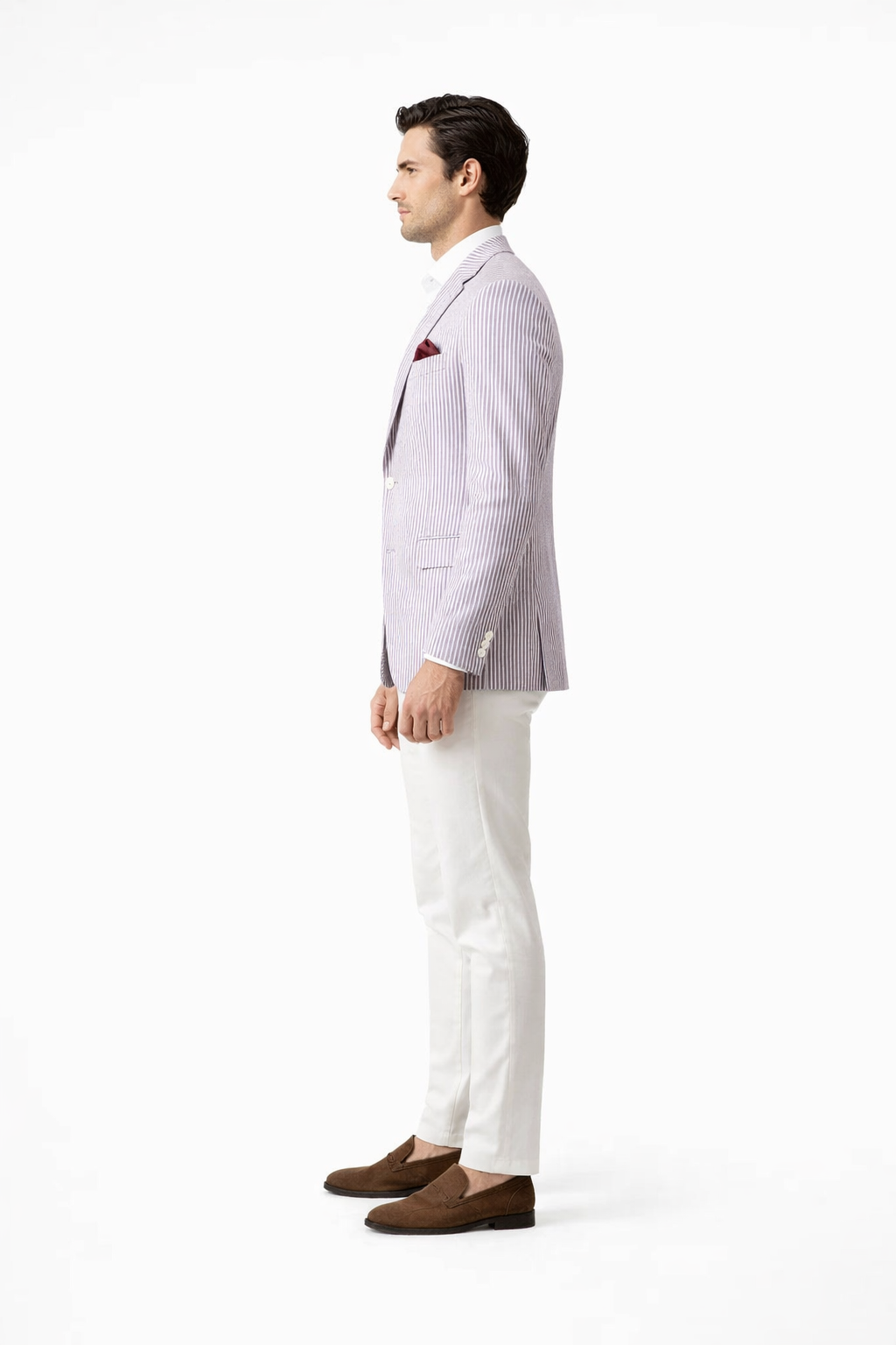 Mens Italian Lavender Seersucker Blazer - Lightweight Summer Striped Suit Jacket by USA Men's Outlet