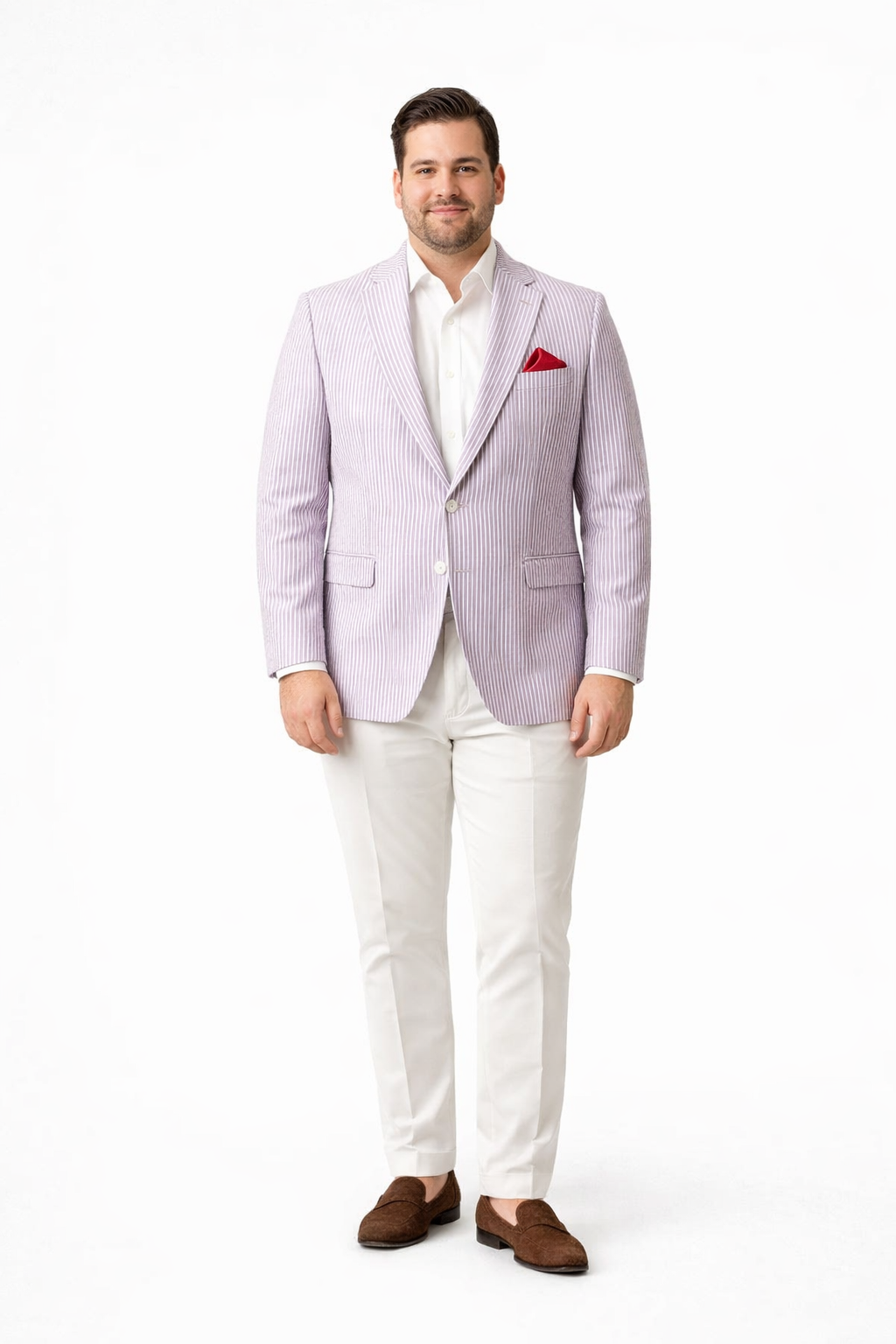 Mens Italian Lavender Seersucker Blazer - Lightweight Summer Striped Suit Jacket by USA Men's Outlet