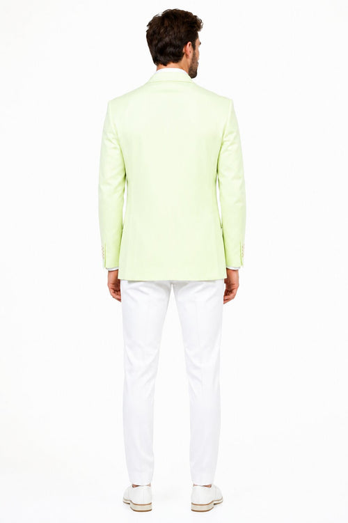 Tazio Men's Summer Blazer - Slim Fit Linen Style - Mint Green