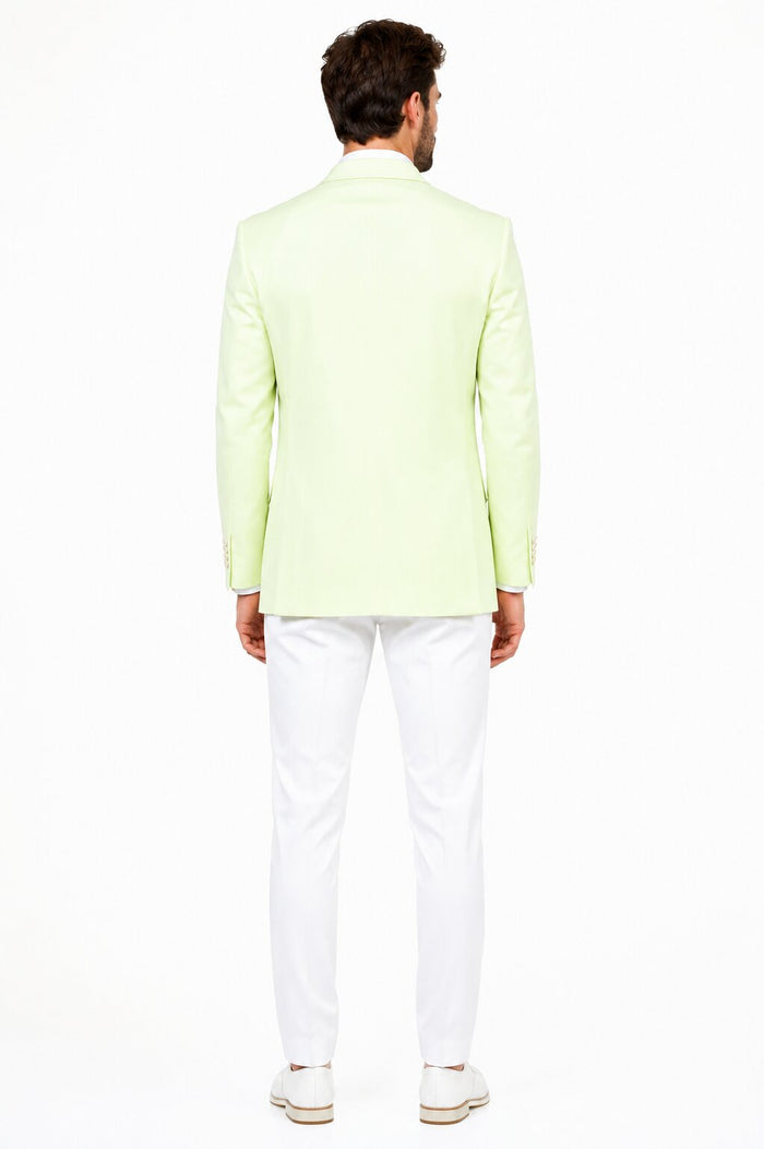 Tazio Men's Summer Blazer - Slim Fit Linen Style - Mint Green