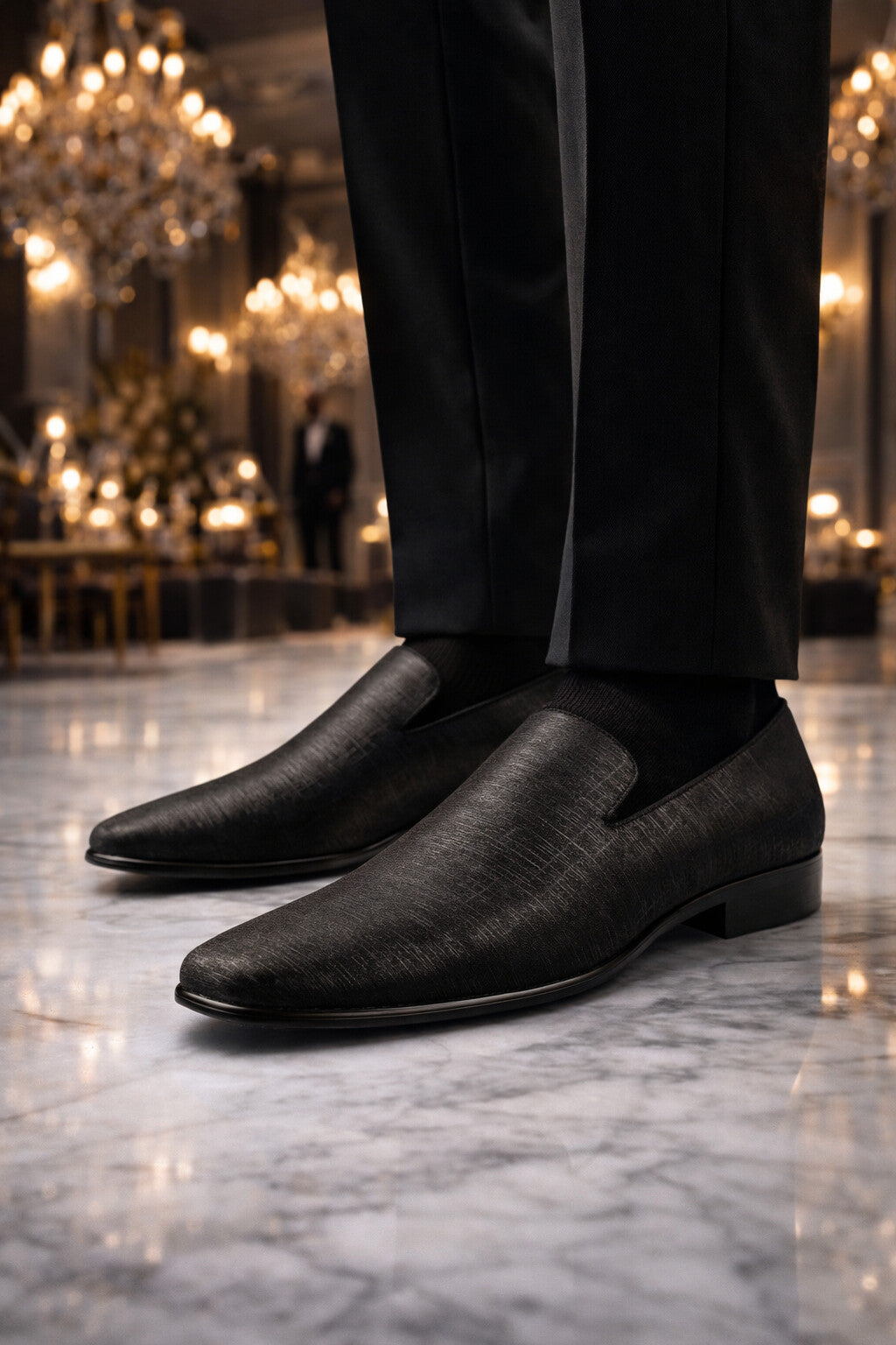 "Sharkskin" Black Couture 1910 Tuxedo Shoes