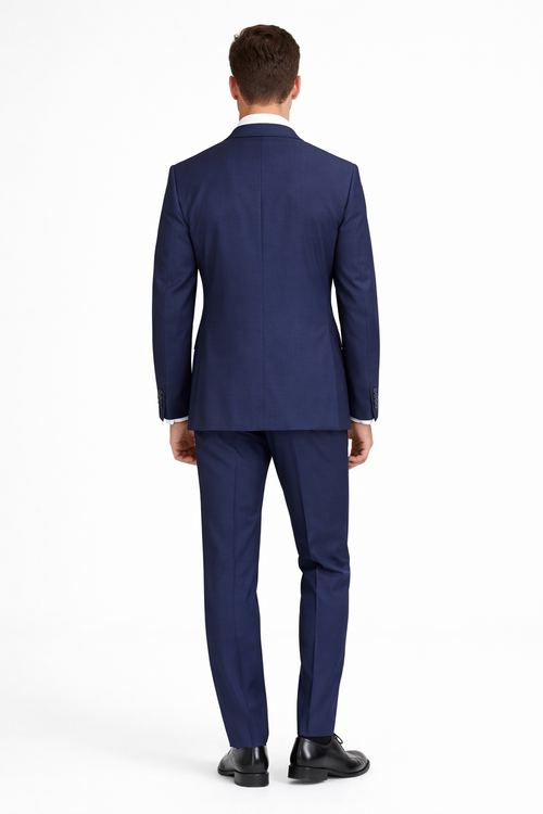 Mens Mantoni Solid Navy Suit – Classic 2 Piece Navy Blue Suit for Wedding, Business & Formal Wear