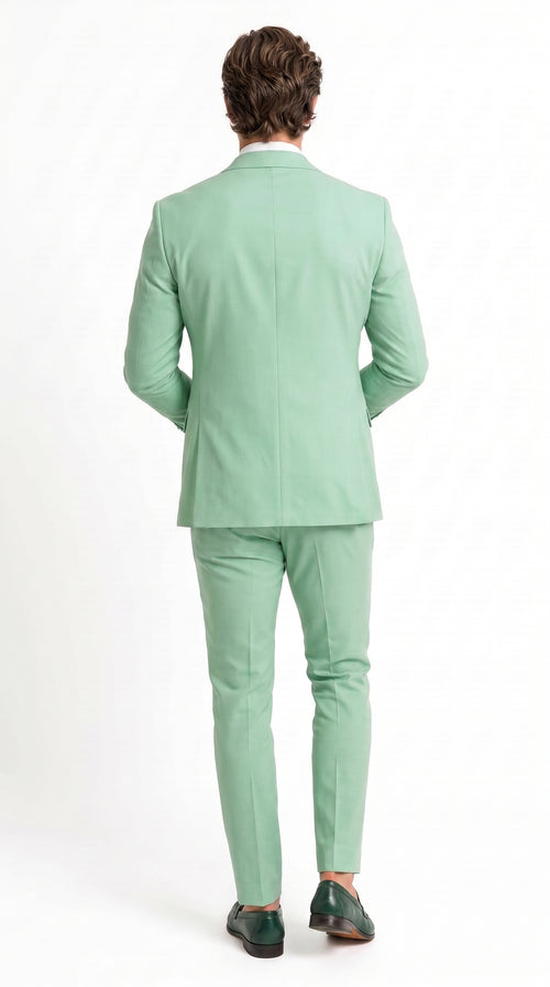 Mens Mint Green 3-Piece Suit – Slim Fit Wedding, Prom & Formal Suit with Matching Vest By Derman