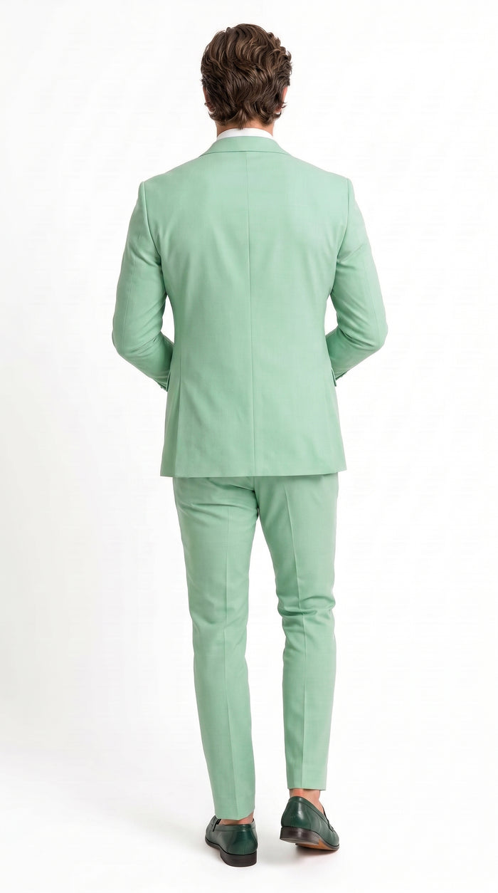 Mens Mint Green 3-Piece Suit – Slim Fit Wedding, Prom & Formal Suit with Matching Vest By Derman