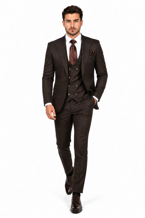 Rossi Man BOND RM1753 Slim Fit 3-Piece Suit - 1-Button Peak Lapel Men’s Formalwear by USA Men's Outlet