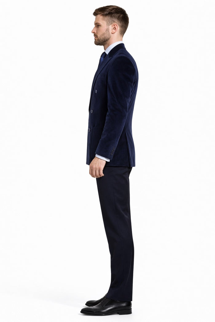 Men's Velvet Dark Navy Blue Blazer - Sport Coat For Men