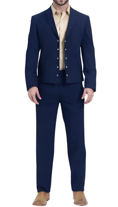 Men’s Navy Blue Formal Suit Set – Western Style 2 Piece Suit for Weddings