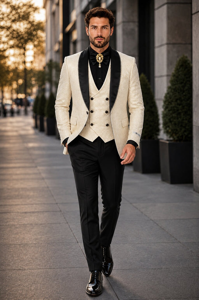 Ivory Tuxedo - Cream Wedding Suit - Off White Groom Suit by PROMTUXEDO