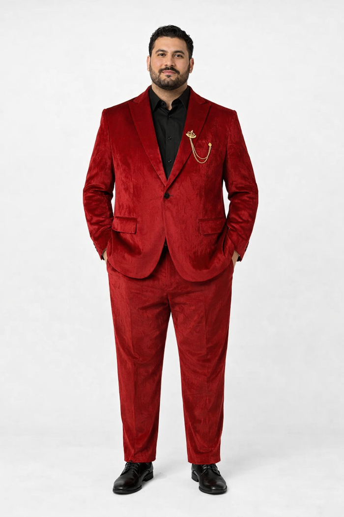 Mens One Button Slim Fit Peak Label Suit Red by USA Men's Outlet