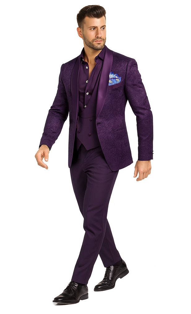 Mens Paisley Blazer - Floral Sport Coat - Purple Sport Jacket mensusain