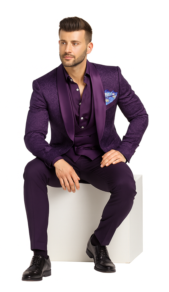 Mens Paisley Blazer - Floral Sport Coat - Purple Sport Jacket mensusain